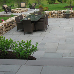 patio built with bluestone blue thermal
