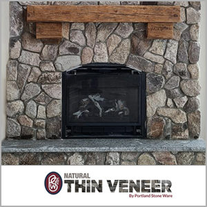 natural thin veneer on an indoor fireplace