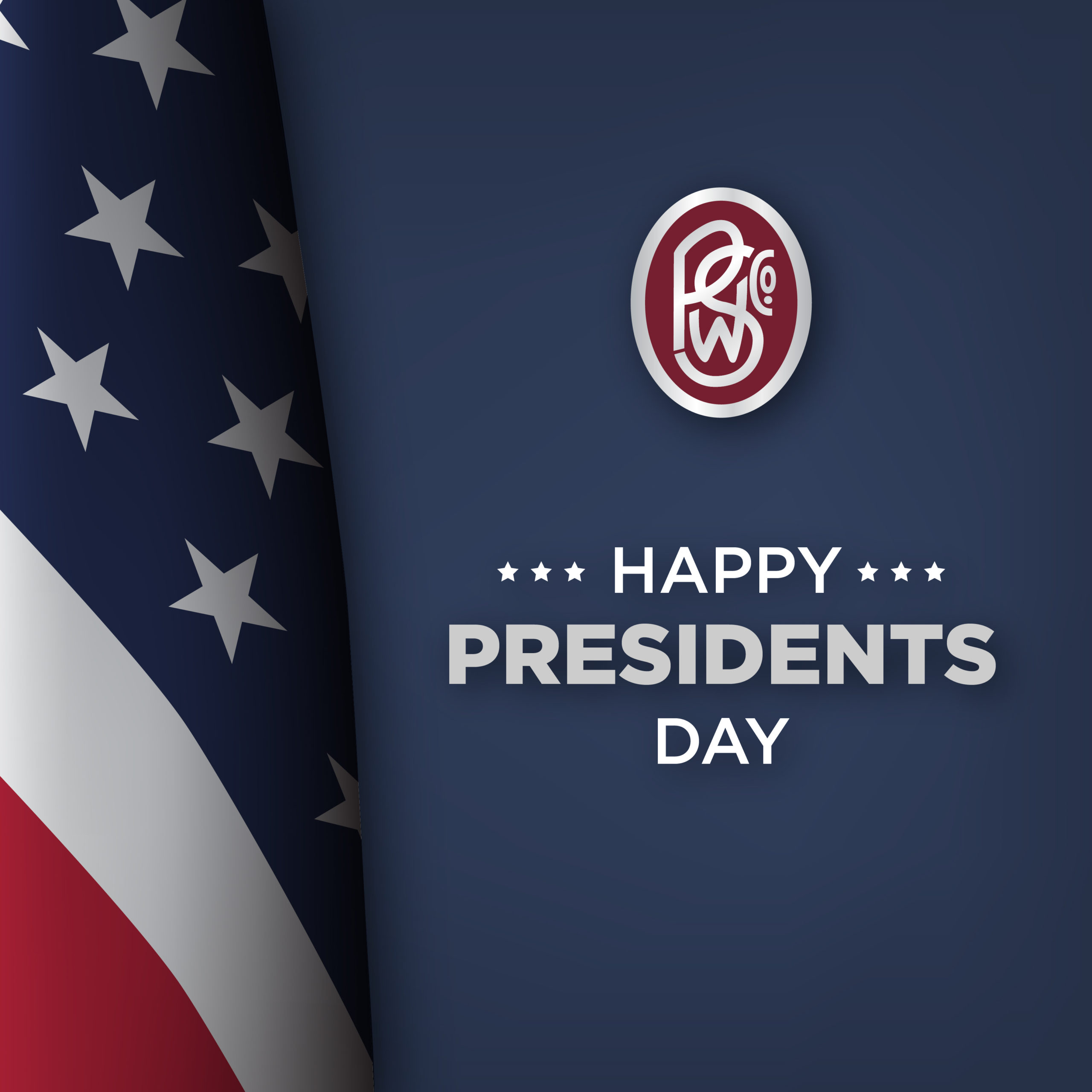 presidents day graphic with the American Flag